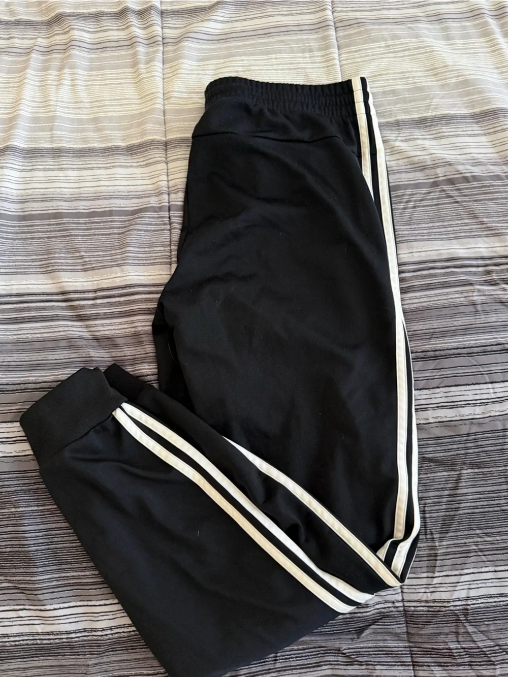 adidas Black Joggers with White Side Stripes
